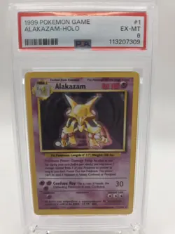 Alakazam 1/102 Base Set Holo Rare Unlimited Pokemon TCG Card LP Condition PSA 6 - Image 1