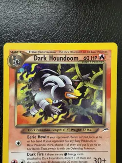 Pokemon Dark Houndoom 7/105 Neo Destiny Holo Rare Card MP With Swirl🌀 - Image 2