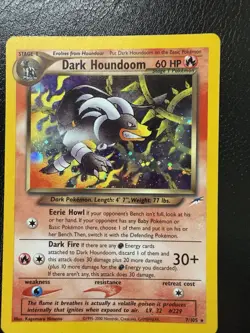 Pokemon Dark Houndoom 7/105 Neo Destiny Holo Rare Card MP With Swirl🌀 - Image 4