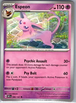 Espeon 086/197 Non Holo SV03: Obsidian Flames - Pokemon Card - NM - Image 1