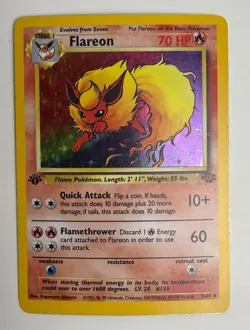 1999 TCG POKEMON FLAREON JUNGLE UNLIMITED HOLO RARE CARD 3/64 - Image 3