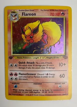 1999 TCG POKEMON FLAREON JUNGLE UNLIMITED HOLO RARE CARD 3/64 - Image 4