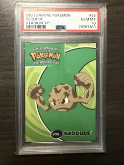 Danone Pokemon Stadium Tip Geodude #35 PSA 10 Regular 2000 English Vintage - Image 1