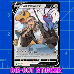 Pokemon P25 Unreleased Music Promo 10, Post Malone & Dragonite 007/004 STICKER - Image 1