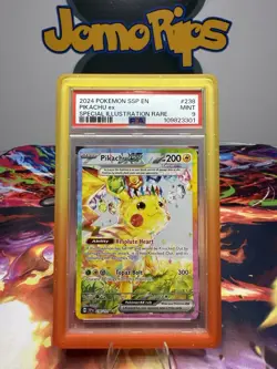 2024 POKEMON SURGING SPARKS SPECIAL ILLUSTRATION RARE #238 PIKACHU EX PSA 9 - Image 1
