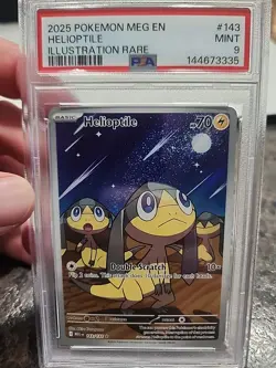 2025 POKEMON MEG EN-MEGA EVOLUTION ILLUSTRATION RARE HOLO #143 HELIOPTILE PSA 9 - Image 1