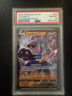 2020 Pokemon SWSH Champions Path Lucario V Full Art PSA 10 - Image 1
