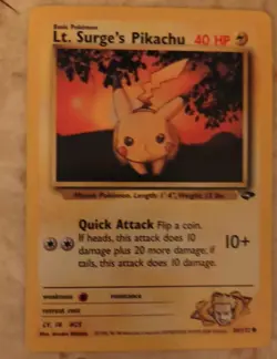 Lt. Surge's Pikachu 84/132 Common Gym Challenge wotc NM - Image 1