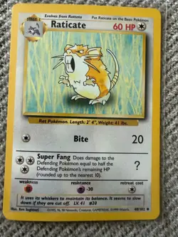 RATICATE 40/102 UC BASE SET UNLIMITED POKEMON NM/M - Image 1