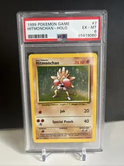 1999 POKEMON GAME #7 HITMONCHAN-HOLO PSA 6 - Image 1