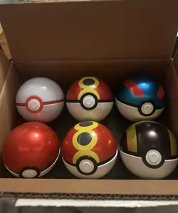 Set of 6 - Pokemon TCG Pokeball Tins Empty - Assorted Tins & STICKERS- NO PACKS - Image 1