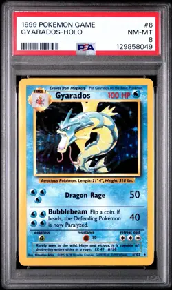 1999 POKEMON GAME #6 GYARADOS-HOLO PSA 8 New Cert. CLEAN! Vintage Low Pop. - Image 1
