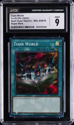 2023 YU-GI-OH! SPELL RULER REPRINT SUPER RARE #SRL-EN076 TOON WORLD CGC 9 - Image 1