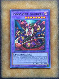 Yugioh Starving Venom Fusion Dragon LED5-EN052 Rare 1st Ed LP - Image 1