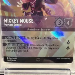 2023 Disney Lorcana EN 1 #208 Mickey Mouse, Wayward Sorcerer - Enchanted PSA 9 - Image 4
