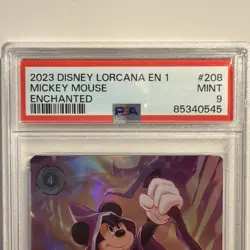 2023 Disney Lorcana EN 1 #208 Mickey Mouse, Wayward Sorcerer - Enchanted PSA 9 - Image 5