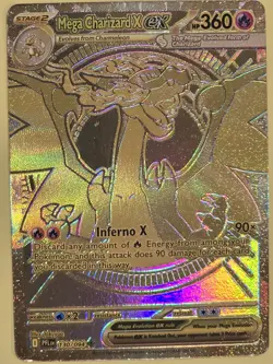 GOLD MEGA CHARIZARD X EX 130/094 PFL * Mega Hyper Rare * Pokemon Card - Image 1