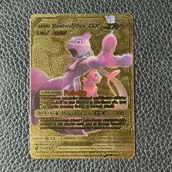Mewtwo & Mew GX HP 270 Gold Foil Fan Art Card Pokemon - Image 1