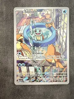Pokemon TCG Squirtle Stellar Crown Illustration Card 148/142 Near Mint - Image 1