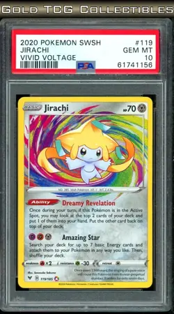 PSA 10 ⭐ Pokemon Jirachi 119 Amazing Rare Vivid Voltage Full Art Graded Card - Image 1