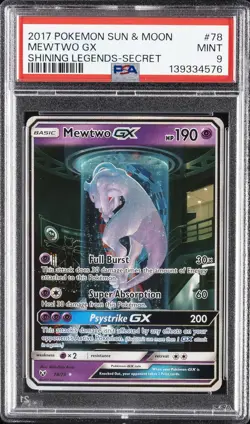 2017 POKEMON SUN & MOON SHINING LEGENDS SECRET #78 MEWTWO GX PSA 9 - Image 1