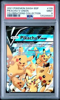 2021 POKEMON CELEBRATIONS COLLECTION PIKACHU V-UNION #SWSH139 PROMO HOLO PSA 9 B - Image 1