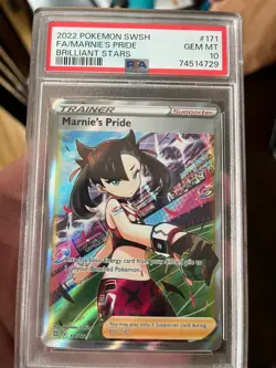 PSA 10 Brilliant Stars Marnie's Pride FULL ART Trainer 171/172 Pokemon 2022 - Image 1