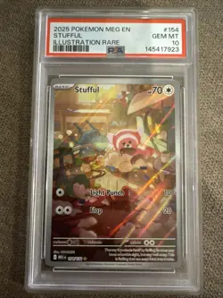 PSA 10 Stufful 154/132 Pokemon Me01: Mega Evolution Illustration Rare 2025 - Image 1