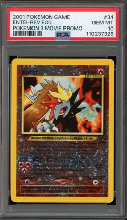 Pokemon Entei Movie 3 Reverse Holo Black Star Promo #34 PSA 10 Gem Mint - Image 1