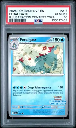2025 POKEMON SVP ILLUSTRATION CONTEST 2024 PROMO #213 FERALIGATR PSA 10 - Image 1
