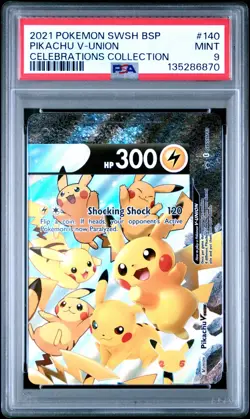 2021 POKEMON CELEBRATIONS COLLECTION PIKACHU V-UNION #SWSH140 PROMO HOLO PSA 9 B - Image 1