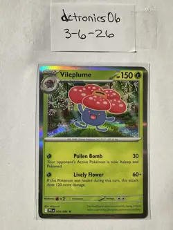 Pokemon Vileplume 003/094 Me02: 2015 Phantasmal Flames Rare Reverse Holo 150 HP - Image 1