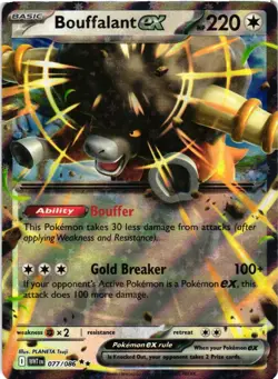 BOUFFALANT EX 077/086 DOUBLE RARE WHITE FLARE POKEMON NM - Image 1