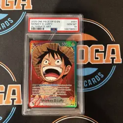 2025 One Piece OP13 EN Monkey D. Luffy Alternate Art PSA 10 - Image 1