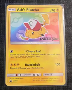 Ash’s Pikachu “I Choose You” Pokemon Movie Promo Card SM108 NM/Mint - Image 1