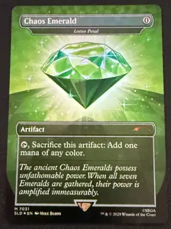 Chaos Emerald Green Foil - Lotus Petal - Sonic Secret Lair - Magic MTG IN HAND - Image 1