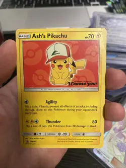 Ash's Pikachu - SM109 - Pokemon TCG Sun & Moon Promo Rare Card LP - Image 1