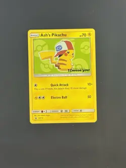Pokemon TCG Ash's Pikachu Black Star Promo Card SM112 2017 I Choose You Movie - Image 1