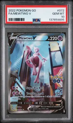 2022 POKEMON GO #072 FULL ART/MEWTWO V PSA 10 - Image 1