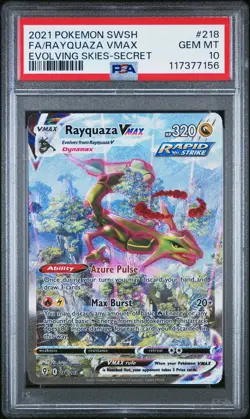 2021 POKEMON SWORD & SHIELD EVOLVING SKIES SECRET FULL ART/RAYQUAZA VMAX PSA 10 - Image 1