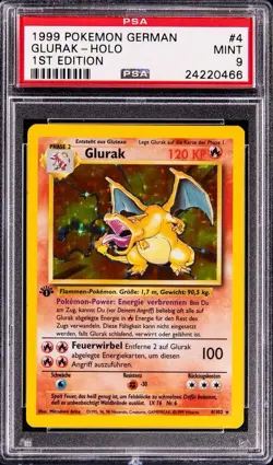 1999 Pokemon Charizard 1st Edition German Glurak 004/102 Holo Psa 9 Mint - Image 1