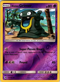Alolan Grimer 57/149 SM Base Set Pokemon NM/LP Reverse Holo - Image 1