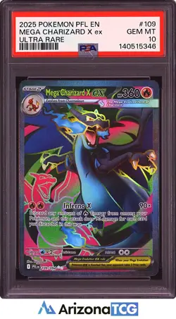 Pokemon 2025 Mega Charizard X ex 109/094 Phantasmal Flames GEM MINT PSA 10 - Image 1