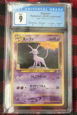 Pokemon 2000 Espeon Japanese Neo Premium File 2 CGC 9 MINT W/Sub Grades PSA BGS - Image 1