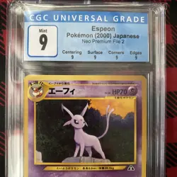 Pokemon 2000 Espeon Japanese Neo Premium File 2 CGC 9 MINT W/Sub Grades PSA BGS - Image 3