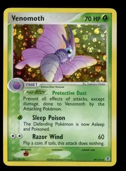 2004 POKEMON EX FIRERED & LEAFGREEN VENOMOTH #49/112 REVERSE HOLO FOIL BENT - Image 1