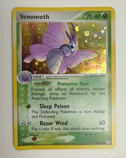 2004 POKEMON EX FIRERED & LEAFGREEN VENOMOTH #49/112 REVERSE HOLO FOIL BENT - Image 3