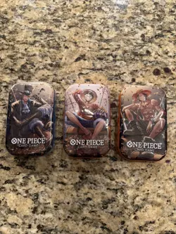 One Piece Card Game Tin Pack Set Vol 2 COMPLETE SET OF 3 Luffy Ace Sabo OP-13 - Image 1