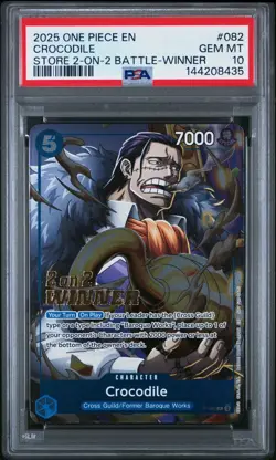 2025 ONE PIECE PROMOS STORE 2-ON-2 BATTLE-WINNER #082 CROCODILE PSA 10 - Image 1