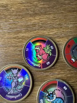 Vintage Pokemon Battle Coins 1999 Lot of 7 Metal Pogs Nintendo & Hasbro - Image 3